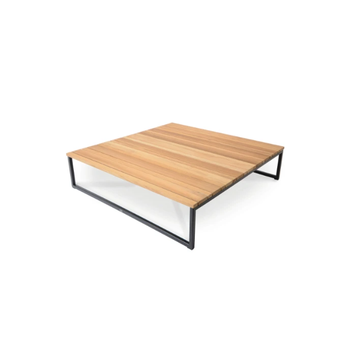 Flora Beistelltisch von Fischer Möbel – moderner Outdoor Beistelltisch mit Teakholzplatte und minimalistischem Metallgestell für Garten und Terrasse