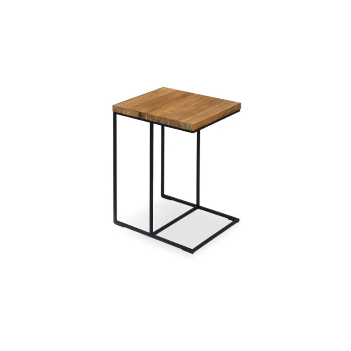 Flora Anstelltisch von Fischer Möbel – kompakter Outdoor Beistelltisch mit Teakholzplatte und filigranem Metallgestell für Garten und Terrasse