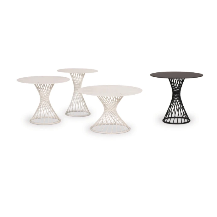 Claris Beistelltische von Fischer Möbel – elegante Outdoor Beistelltische mit filigranem Metallgeflecht für Garten, Terrasse und moderne Lounge Bereiche