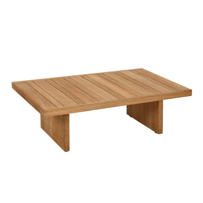 Bolero Beistelltisch von Fischer Möbel – massiver Outdoor Beistelltisch aus Teakholz mit klarer Formensprache für Garten und Terrasse