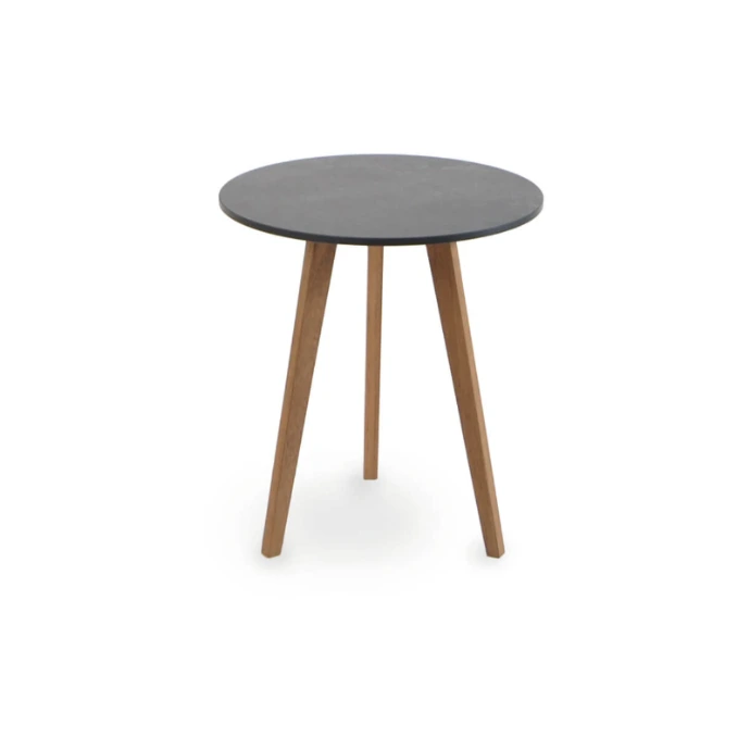 Atlantic Beistelltisch von Fischer Möbel – moderner Outdoor Beistelltisch mit Teakholzgestell und runder Tischplatte für Garten und Terrasse