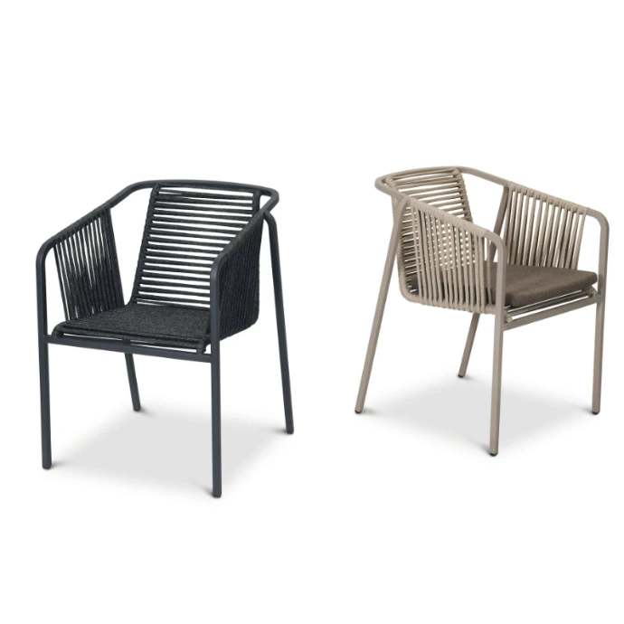 Suite Dining Sessel von Fischer Möbel – moderner Outdoor Sessel mit klarer Linienführung, filigranem Gestell und Geflechtstruktur für stilvolle Essbereiche im Freien