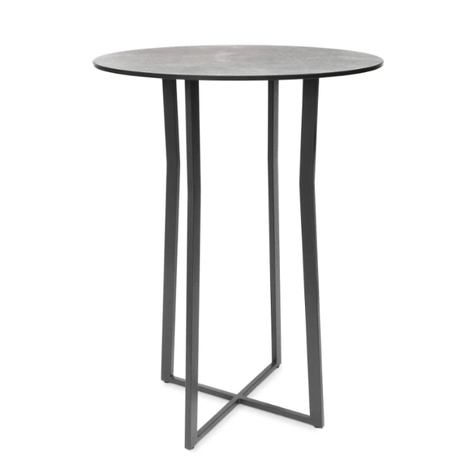 Suite Bartisch von Fischer Möbel – runder, hoher Outdoor Tisch mit filigranem Metallgestell und moderner, minimalistischer Gestaltung für stilvolle Barbereiche