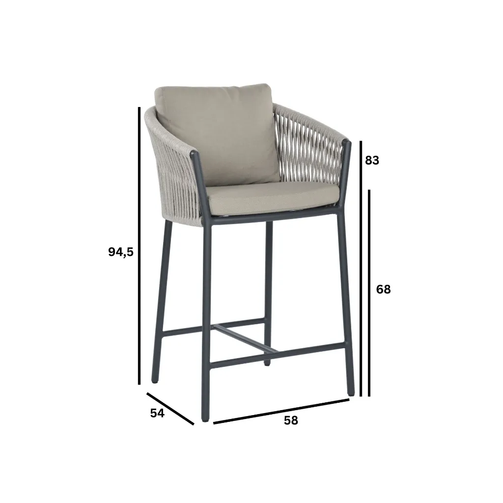 Cosmo High Dining Sessel anthrazit fm-rope linen_maße.webp