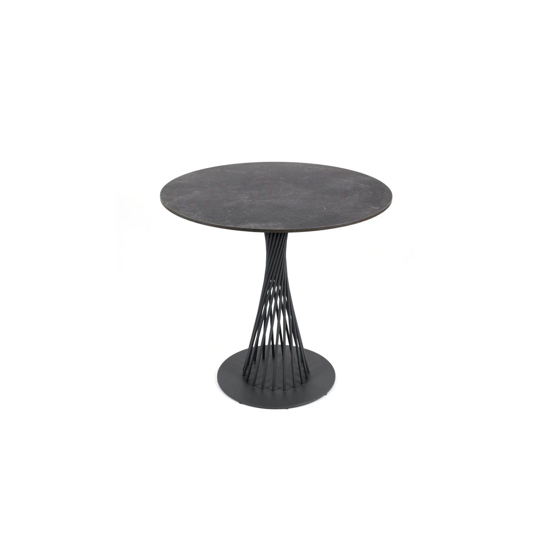 [5675AS-19Q70] Claris Bistrotisch (Edelstahl pulverbeschichtet Struktur-Lack matt anthrazit, 70x70 cm, fm-ceramtop Lava nero 6mm)