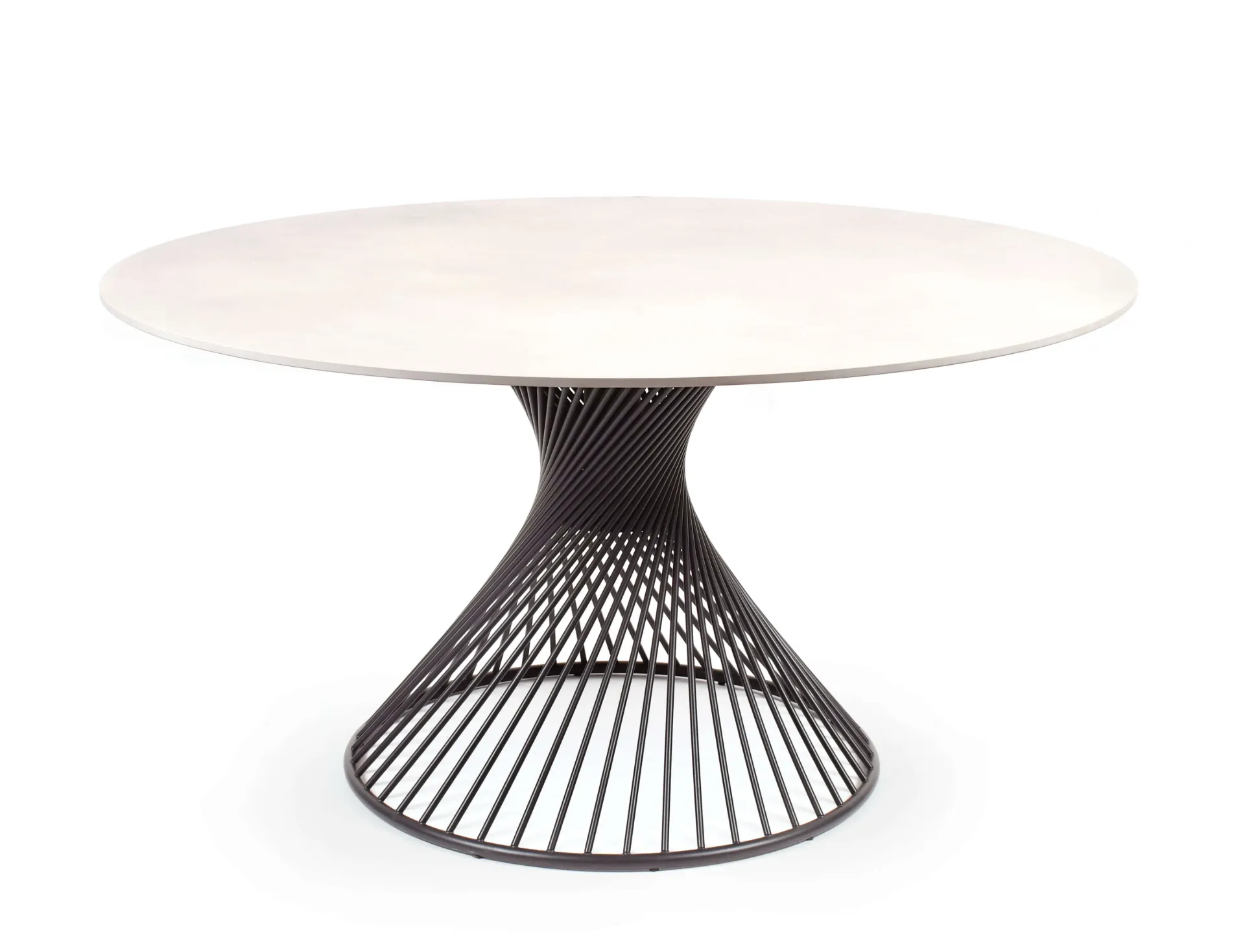 [5693AS-85R115] Claris Säulentisch (Edelstahl pulverbeschichtet Struktur-Lack matt anthrazit, Rund 115 cm, fm-ceramtop Lava nero 12mm)