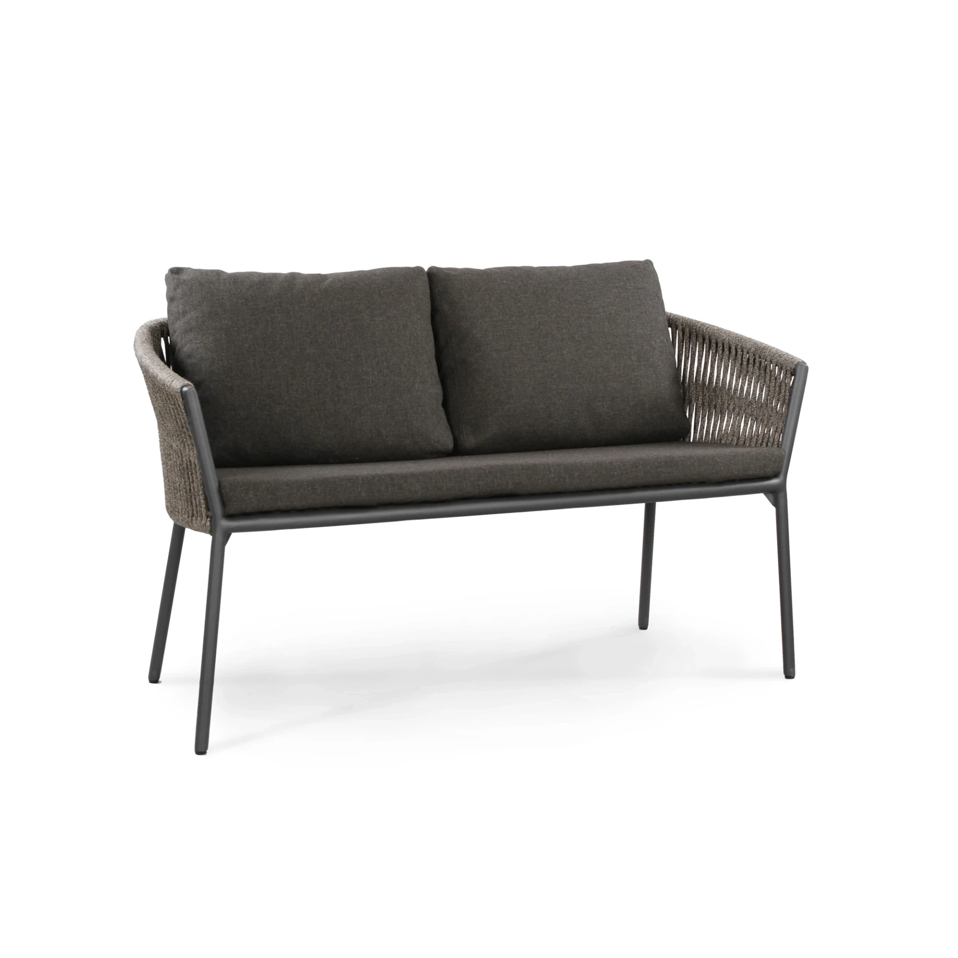 [2681AS-63] Cosmo 2-Sitzer Bank (Aluminium pulverbeschichtet Struktur-Lack matt anthrazit, fm-flat rope anthracite (11mm))