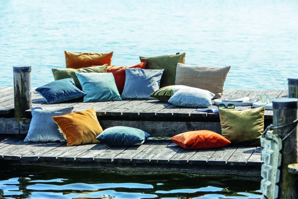 [256F-10014W/A] Scatter cushion (Natte Nature weatherproof 10014W Kat A, mit Fransen, Cushion size 60x40 cm)