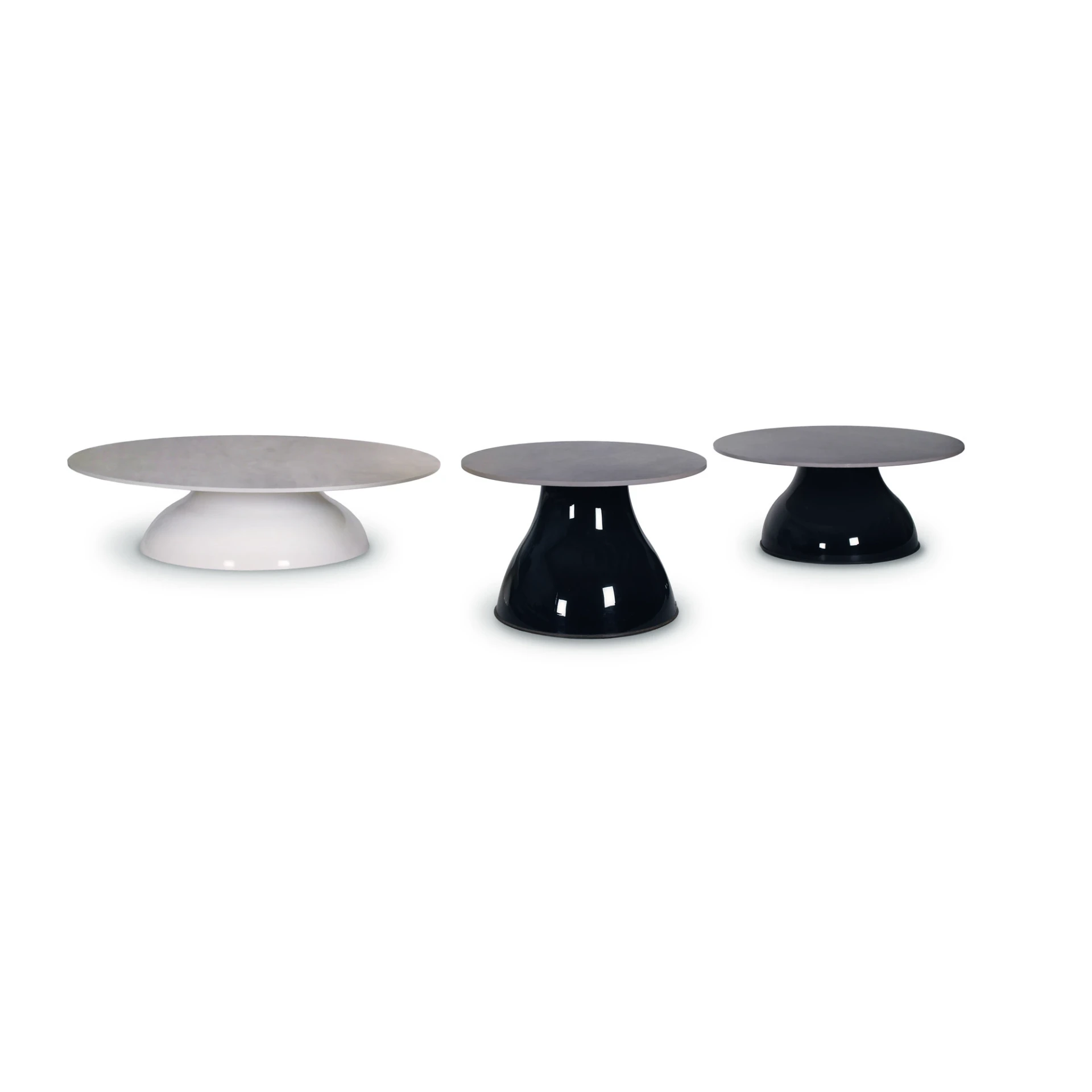 [2067S-85] Fungo side table (Plastic ABS black, Round 80 cm, fm-ceramtop Lava nero 12mm)