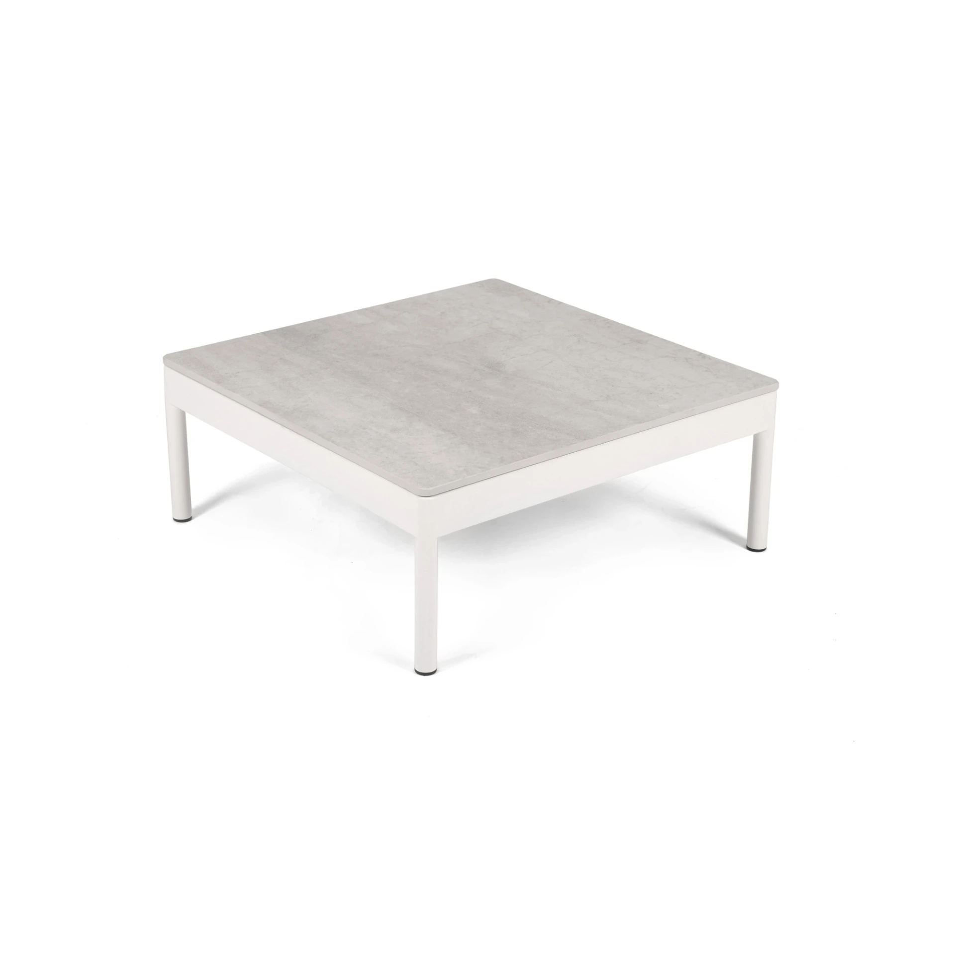 [2966AS-10] Kairos side table (Stainless steel textured coating, anthracite matt, Teaklattung, 100x100 cm)