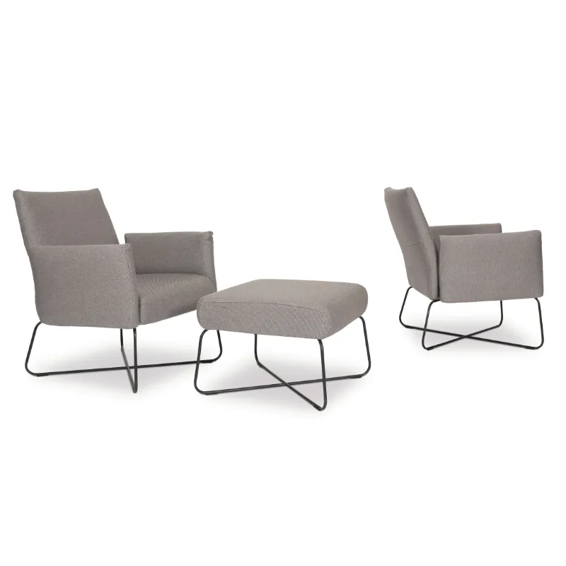 [2950AS-10014W/A] Kalos Lounge armchair (Stainless steel textured coating, anthracite matt, Base frame, Natte Nature weatherproof 10014W Kat A)