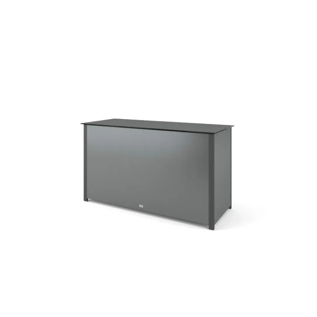 [1502AS-73] Kissentruhe (Aluminium pulverbeschichtet Struktur-Lack matt anthrazit, 135x57, fm-laminat graphite metallic 13mm)