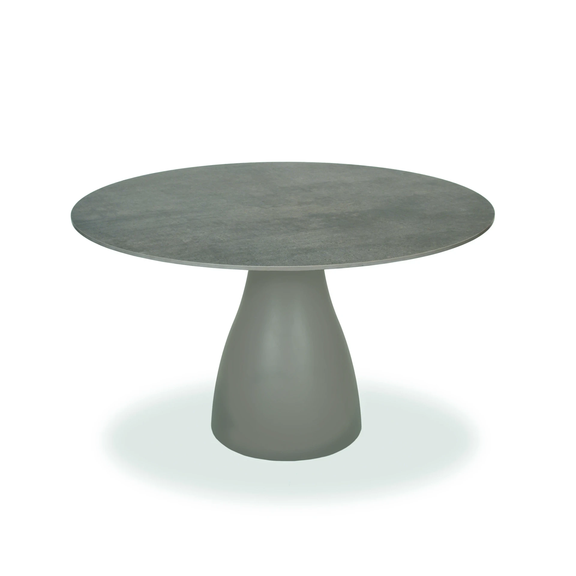 [3593AS-85R115] Monroe pillar table (Aluminium textured coating, anthracite matt, Round 115 cm, fm-ceramtop Lava nero 12mm)