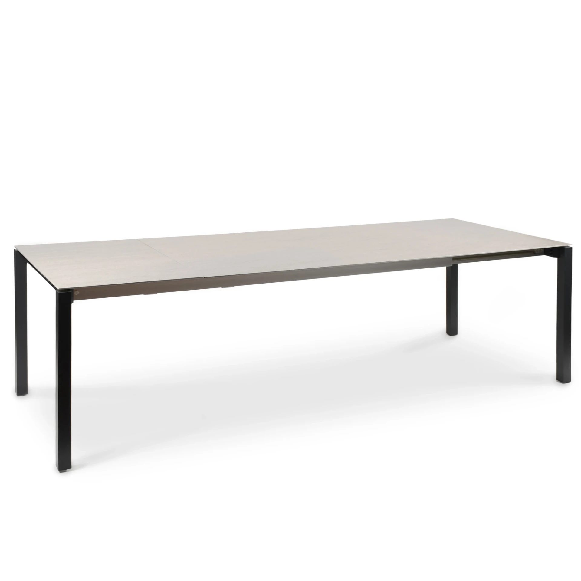 [1514AS-11] Rio Ausziehtisch (Aluminium pulverbeschichtet Struktur-Lack matt anthrazit, 95x150/210, Premium Teak)