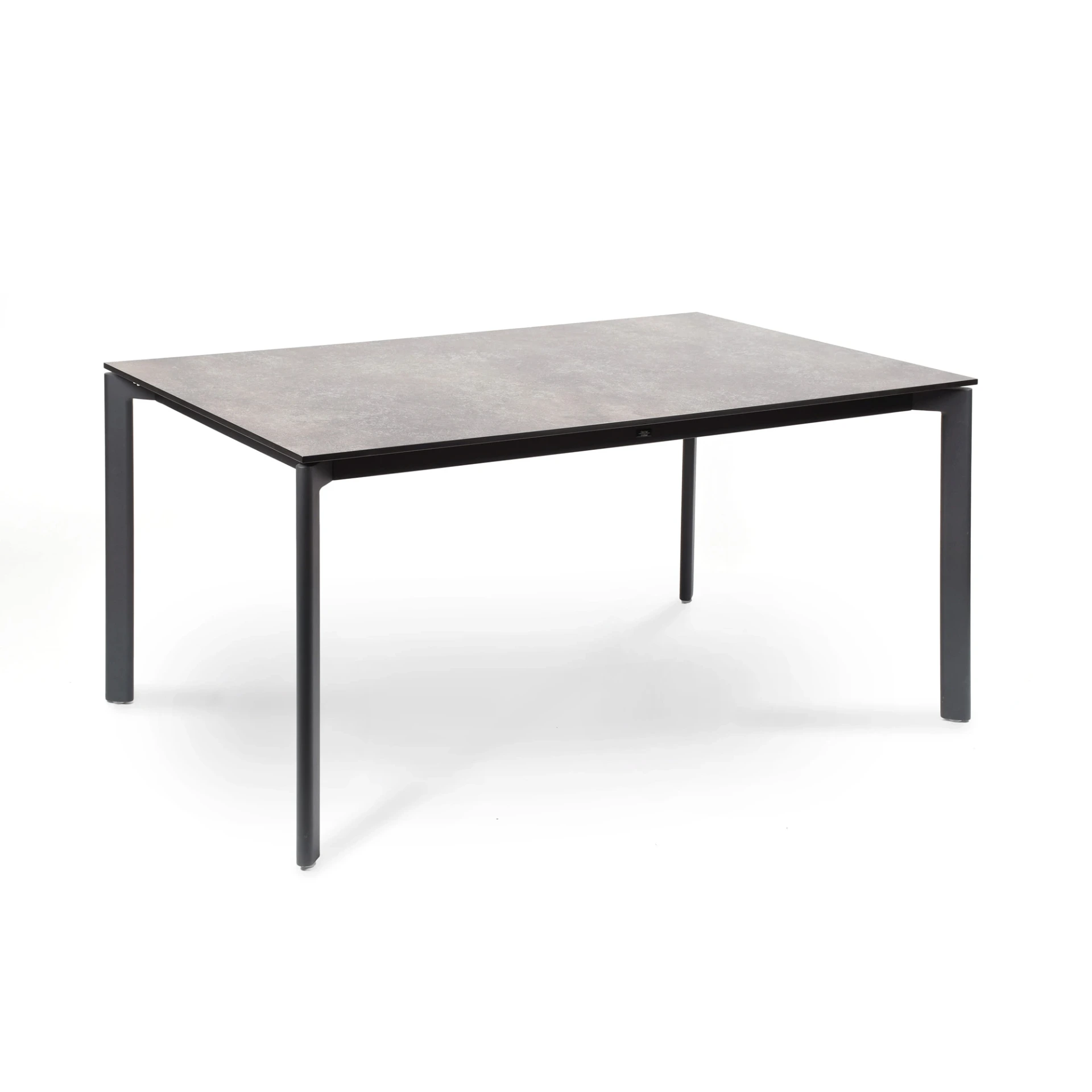 [1511AS-11] Rio Tisch (Aluminium pulverbeschichtet Struktur-Lack matt anthrazit, Quadratische Tischbeine, 150x95 cm, Premium Teak)