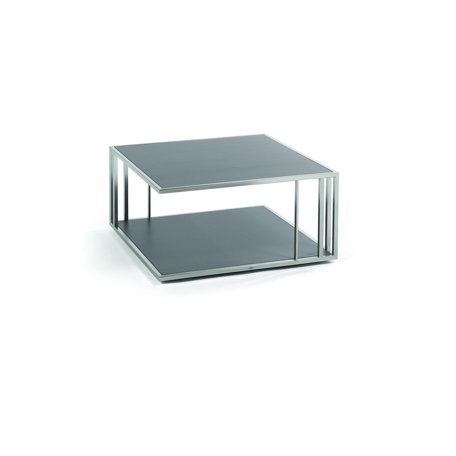 [1466AS-19] Suite side table (Stainless steel textured coating, anthracite matt, 80x80 cm, fm-ceramtop Lava nero 6mm)