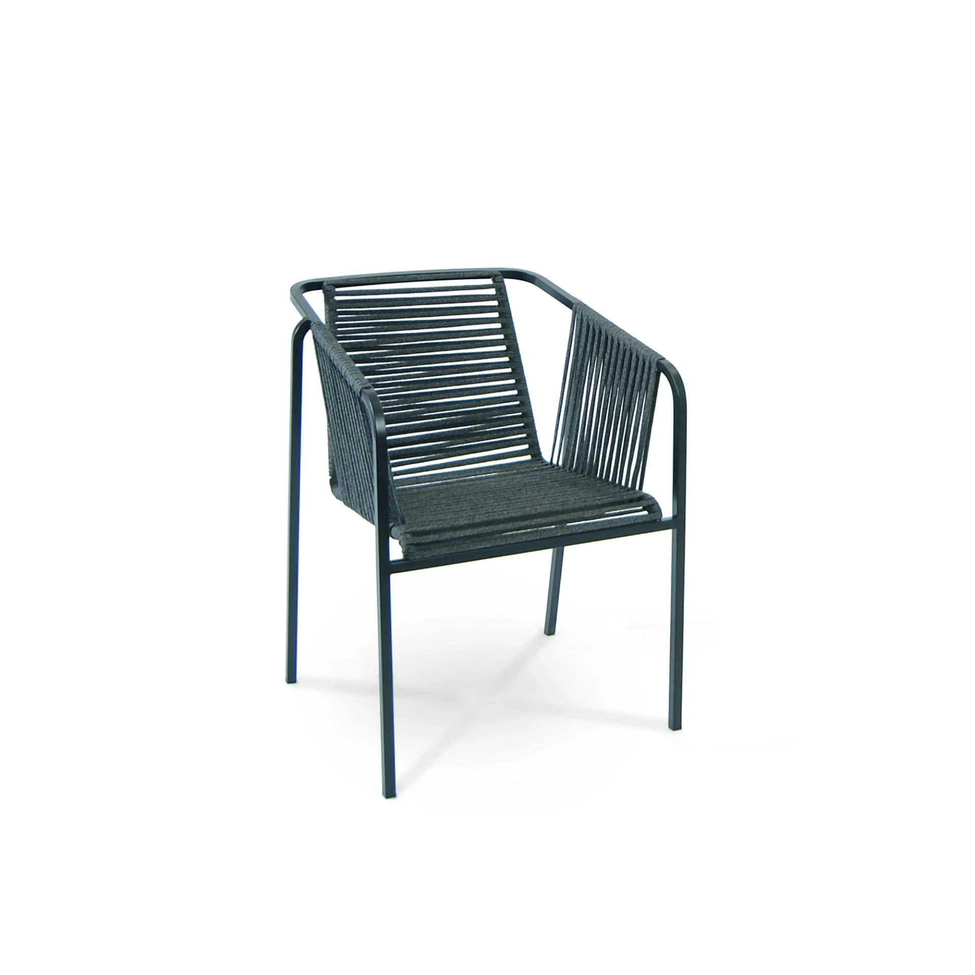 [2460AS-63] Suite armchair (Aluminium textured coating, anthracite matt, fm-flat rope granite (11mm))