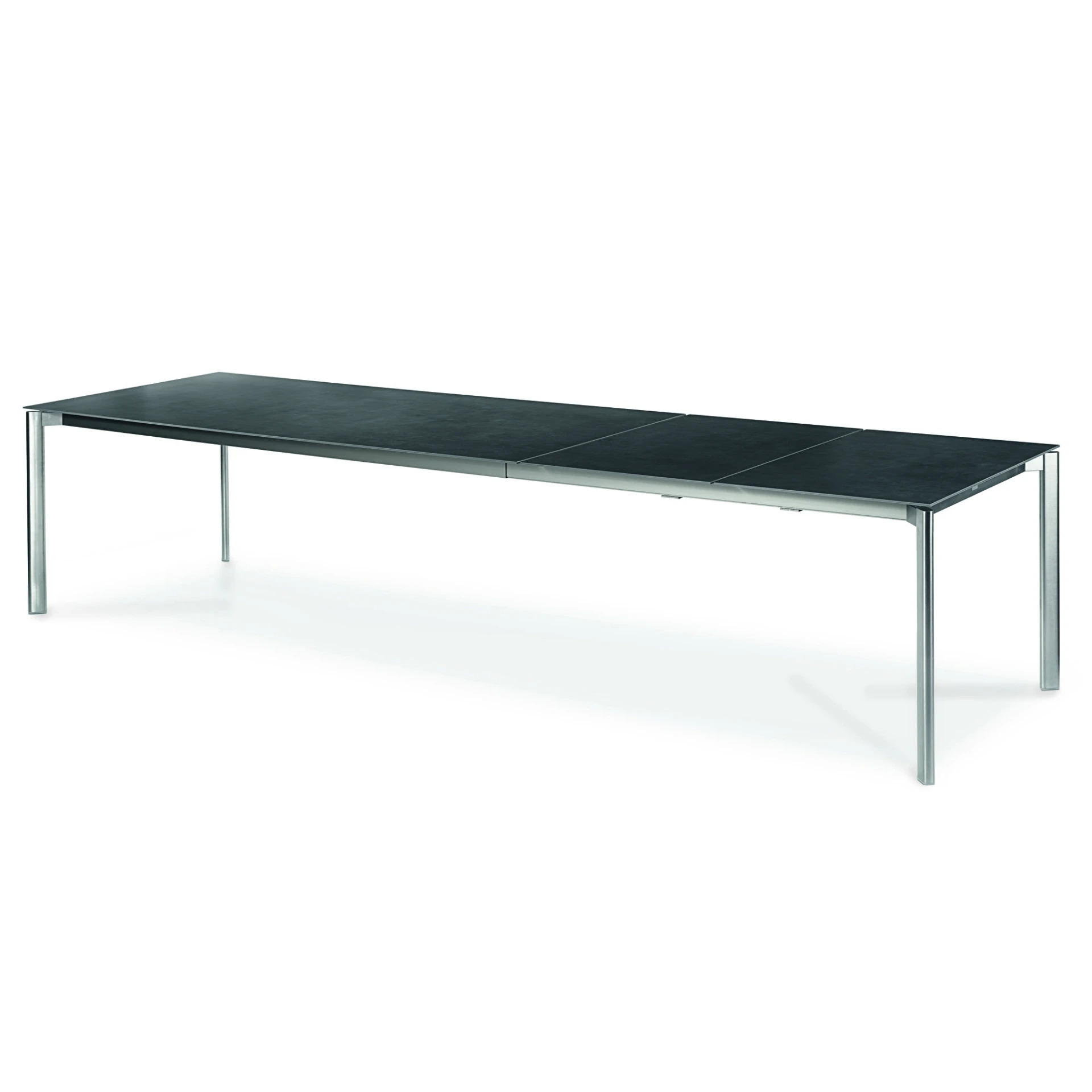 [1314AS-11] Swing extension table (Stainless steel textured coating, anthracite matt, 95x150/210, Premium Teak)