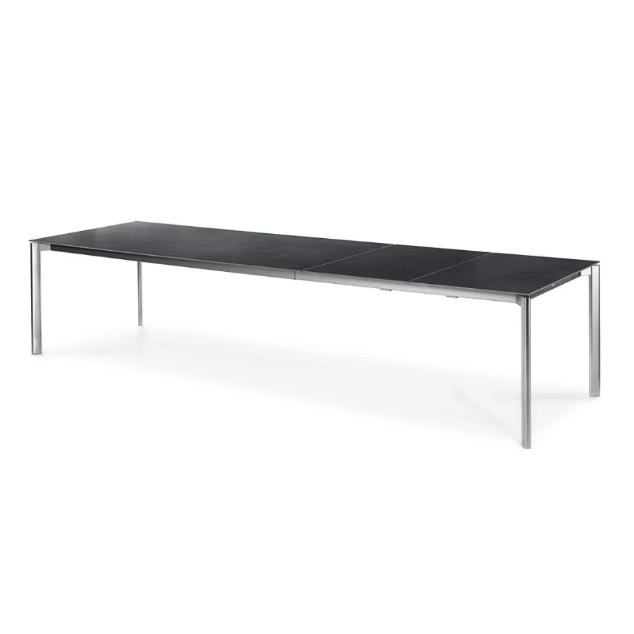 [1311AS-11] Swing table (Stainless steel textured coating, anthracite matt, 150x95 cm, Premium Teak)