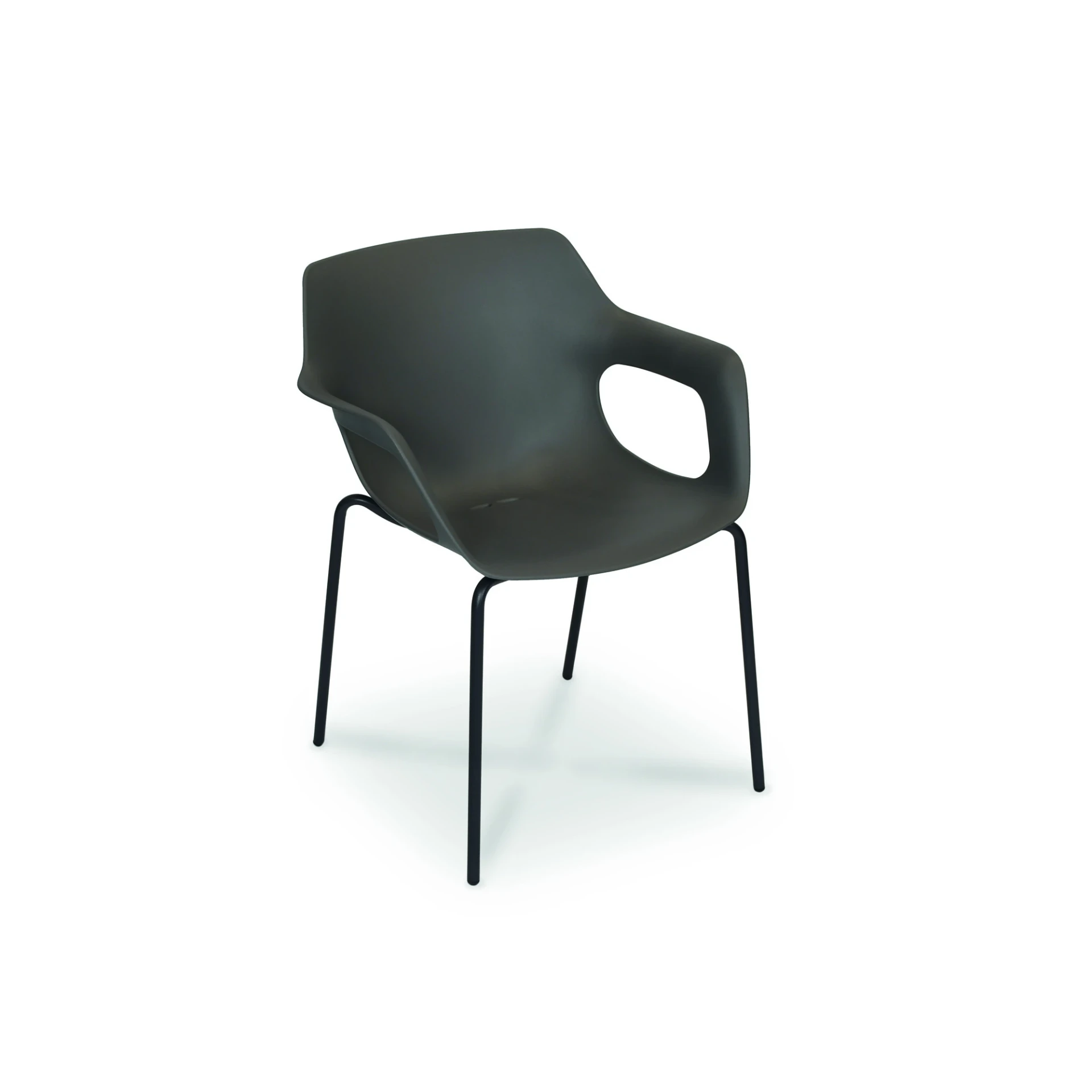 [3870AS-52] Tempus armchair (Aluminium textured coating, anthracite matt, espresso)