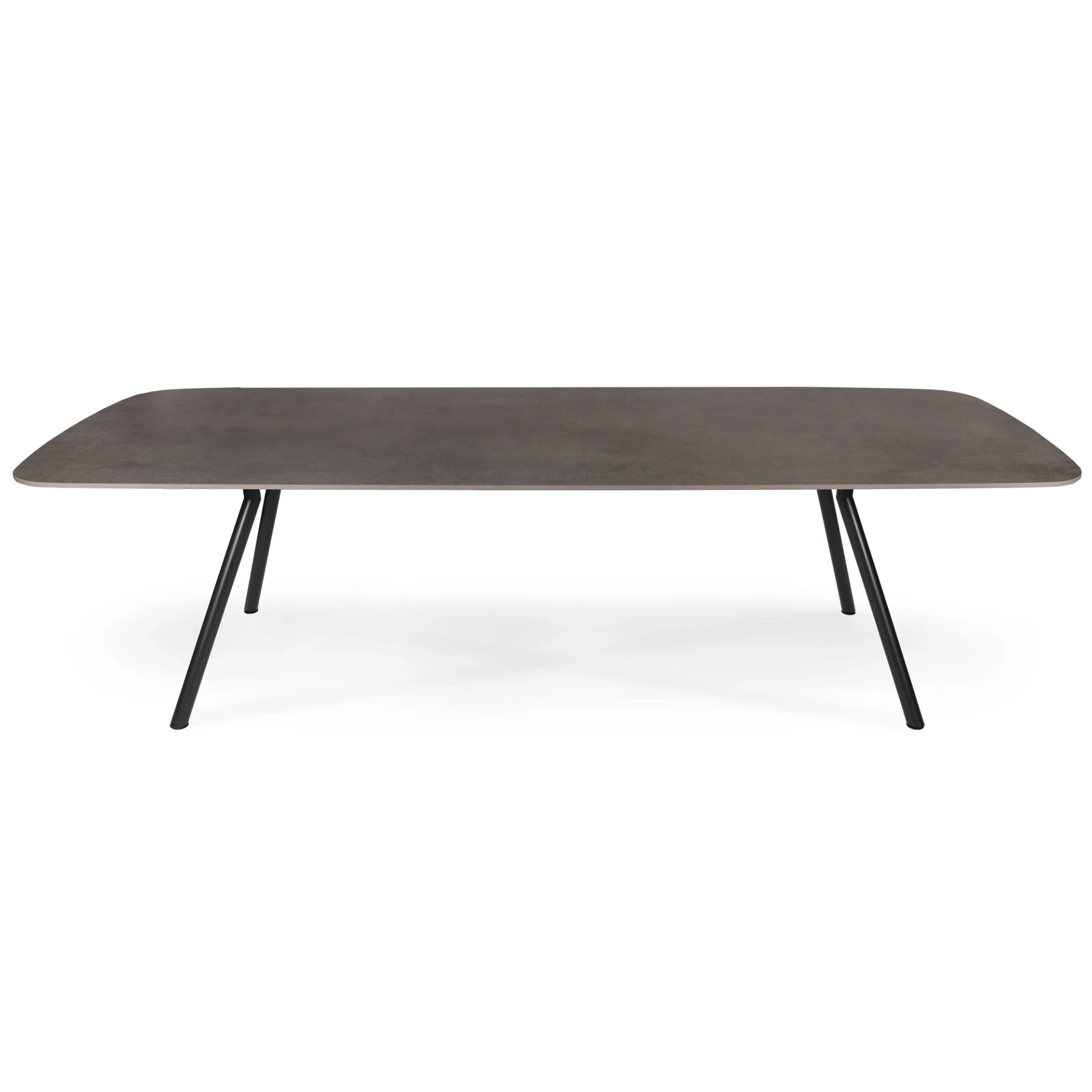 [2711AS-11] Teso Tisch (Edelstahl pulverbeschichtet Struktur-Lack matt anthrazit, 150x95 cm, Premium Teak)