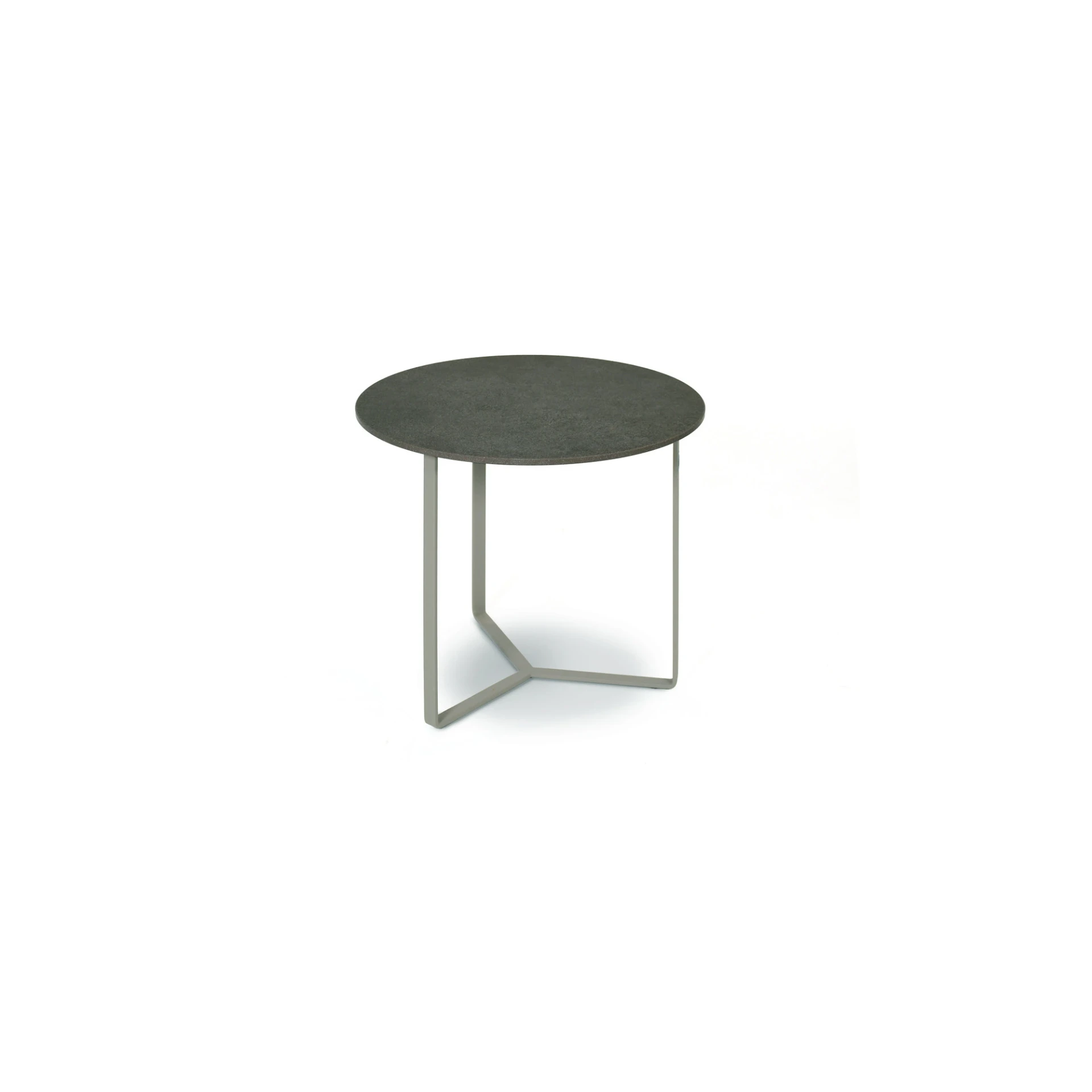 [1868AS-382] Trios side table (Stainless steel textured coating, anthracite matt, Round 46 cm, Glass plate Mint)