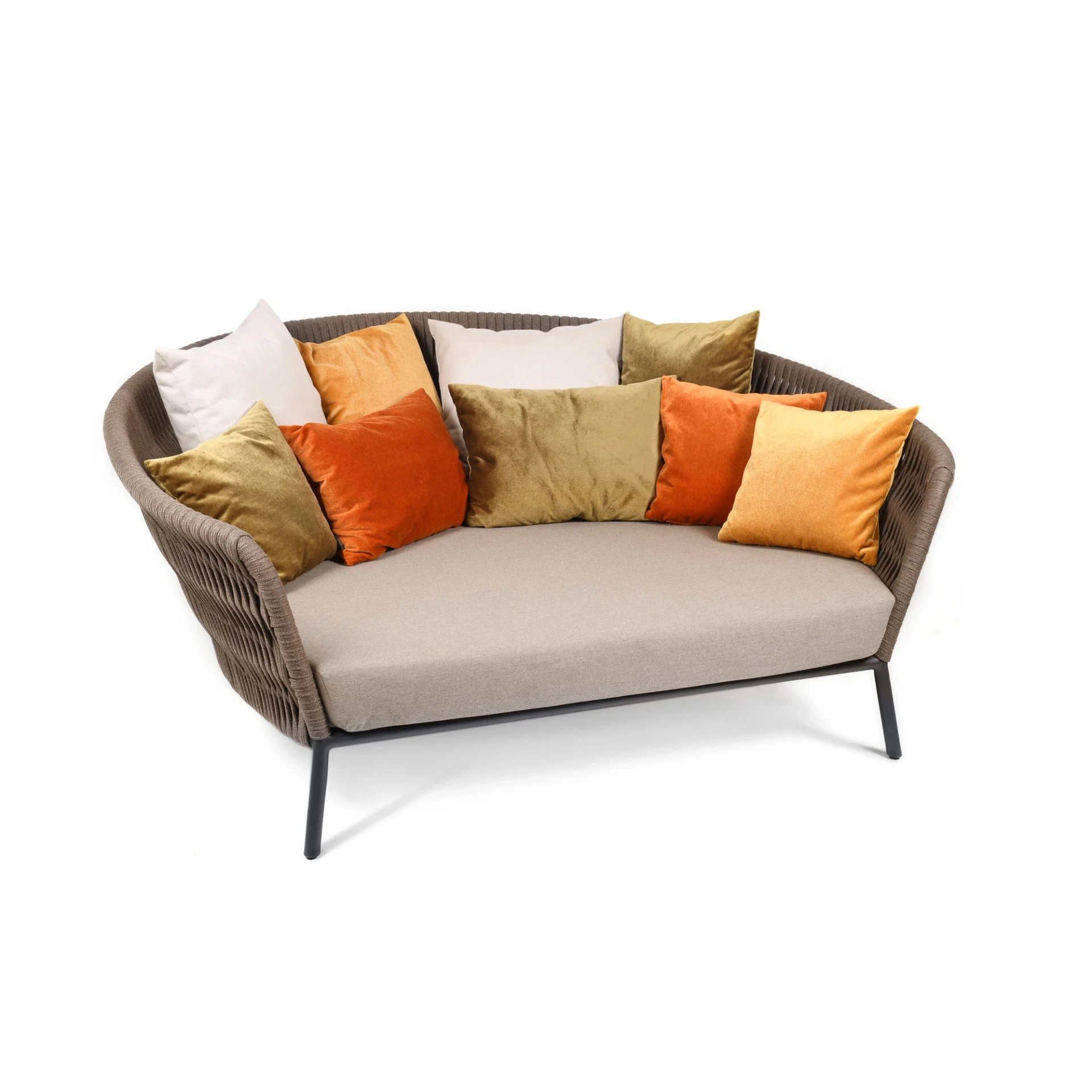 [2728AS-62] Wing Daybed (Aluminium pulverbeschichtet Struktur-Lack matt anthrazit, fm-soft rope basalt (26mm))