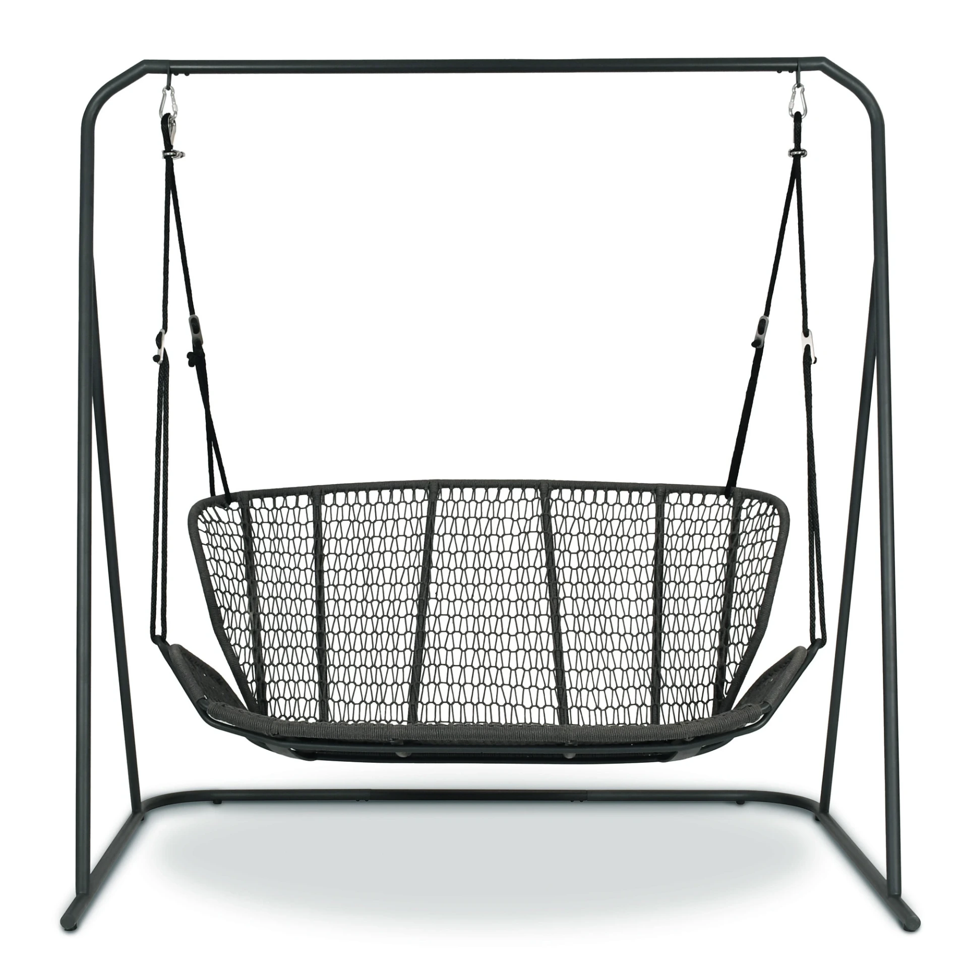 [2778AS-44] Wing light Relax hanging frame incl. sofa (Stainless steel textured coating, anthracite matt, fm-rope lightgrey (5mm))