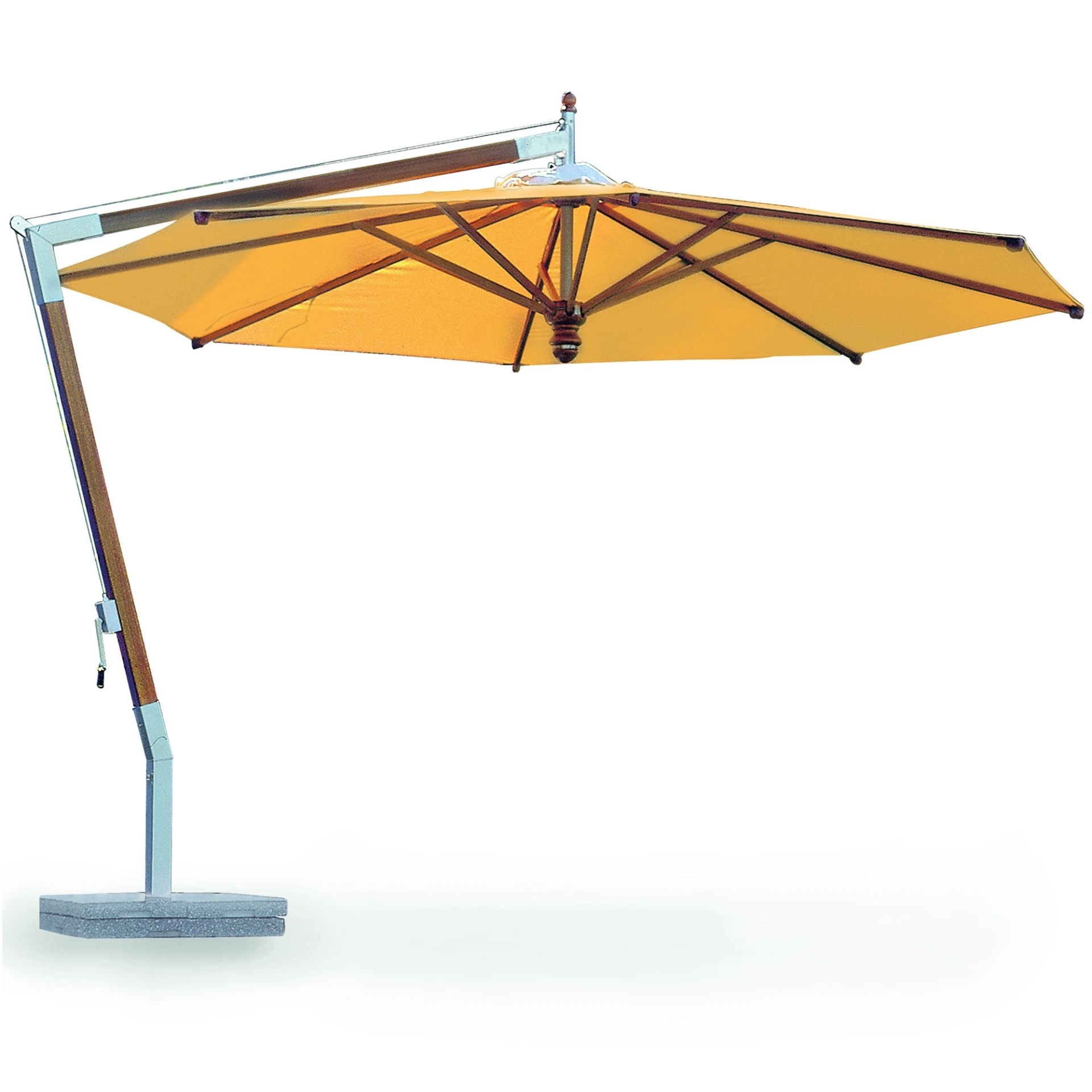 [490-10] Woodline free-arm parasol Pendulum (Eucalyptus wood, Fabric white)