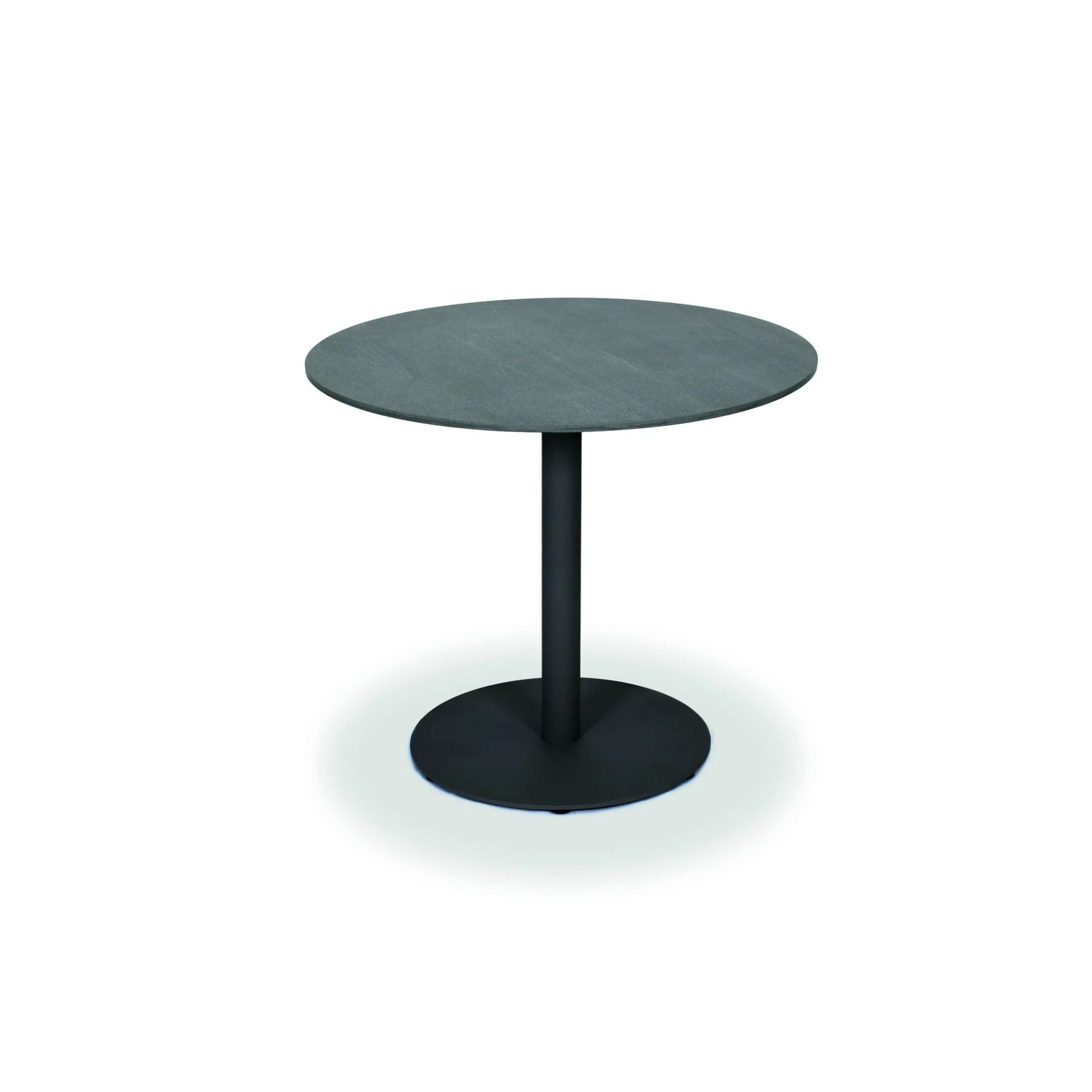[3876AS-19Q70] Luis Lounge Dining Tisch (Edelstahl pulverbeschichtet Struktur-Lack matt anthrazit, 70x70 cm, fm-ceramtop Lava nero 6mm)